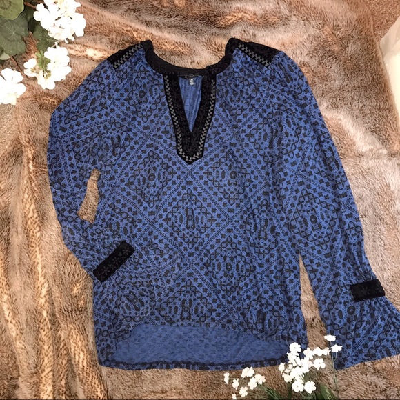 NWOT Lucky Brand blue black top - Picture 5 of 10